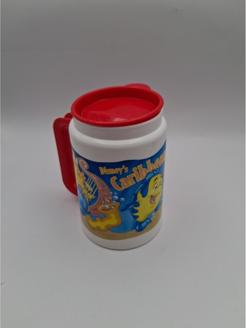 Walt Disney World Caribbean Beach Resort Mug Cup w/Red Lid 2000 Refillable Trave